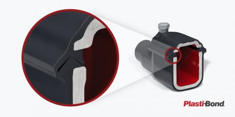 PVC coated Form 8 conduit body showing Plasti-Bond’s special v-shaped interlocking groove
