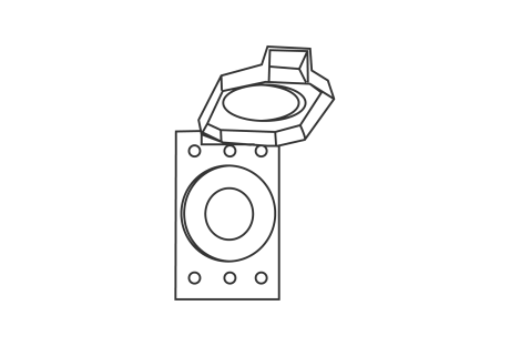 LineArt-CastDeviceBoxCovers-SpringDoor-Single.png Line Drawing of Single Gang Cast Device Boxes & Covers by Plasti-Bond