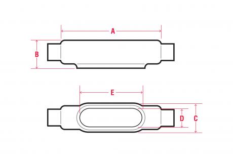 Line Drawing of F7 F8 M9 Conduit Bodies