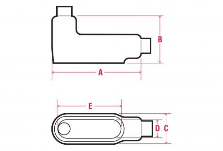 Line Drawing of F7 F8 M9 Conduit Bodies