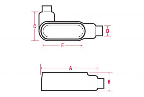 Line Drawing of F7 F8 M9 Conduit Bodies