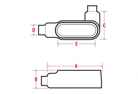 Line Drawing of F7 F8 M9 Conduit Bodies