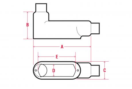 Line Drawing of Mogul Style Conduit Bodies