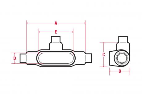 Line Drawing of F7 F8 M9 Conduit Bodies