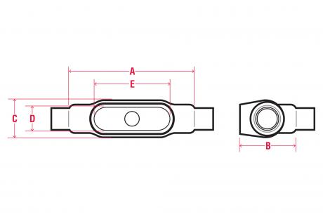 Line Drawing of F7 F8 M9 Conduit Bodies