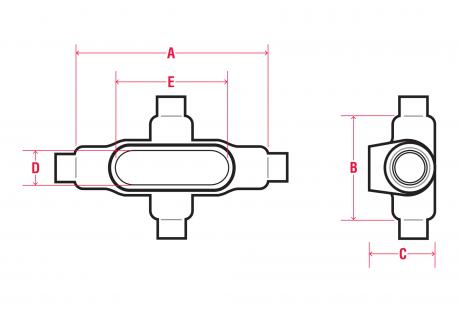 Line Drawing of F7 F8 M9 Conduit Bodies