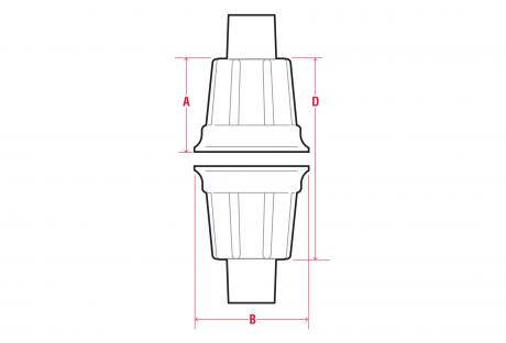 LineArt-KnockoutHubs-STTTB Line Drawing of PVC Coated ST Style Knockout Hub