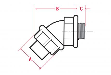 LineArt-LiquidTightConnectors-45Degree Line Drawing of Liquid Tight Connectors