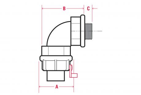 Line Drawing of Liquid Tight Connectors