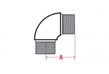 Line Drawing of EL Style Malleable Elbows