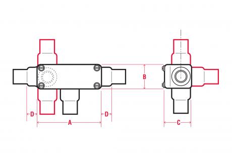 Line Drawing of OE Series Conduit Outlet Boxes