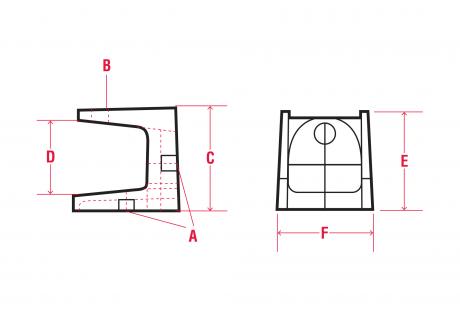 LineArt-Support-Products-Hanger-Rod-Beam-Clamps Line Drawing of PVC Coated Hanger Rod Beam Clamp